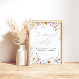 Baby Shower Book for Baby Elegante Wildblumen Poster