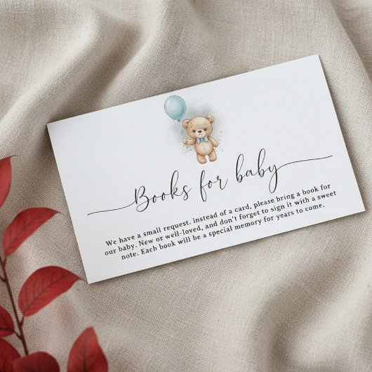 Baby Shower Book Request for Boy Blue Balloon Begleitkarte