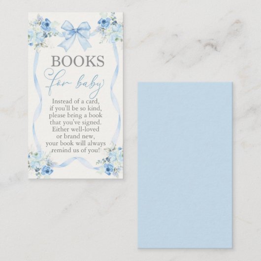 Baby Shower Books for Baby Card with bow Begleitkarte (Vorne/Hinten)
