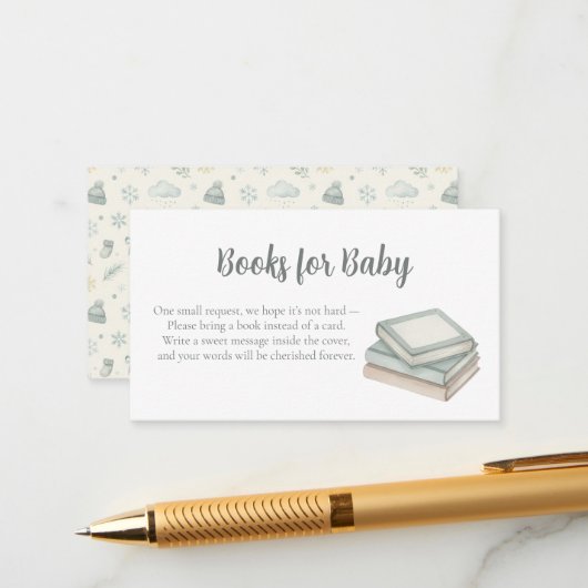 Baby Shower Books for Baby Request Card Begleitkarte (Vorderseite/Rückseite Beispiel)