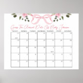Baby Shower Bow schätzt den Lieferterminkalender Poster (Vorne)