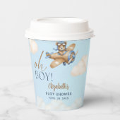 Baby Shower Boy  Adorable Bear Pilot Pappbecher (Vorderseite)