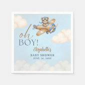 Baby Shower Boy  Adorable Bear Pilot Serviette (Vorderseite)