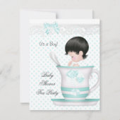 Baby Shower Boy Aquamarin Baby Teacup Einladung (Vorderseite)
