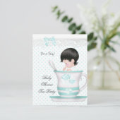 Baby Shower Boy Aquamarin Baby Teacup Einladung (Stehend Vorderseite)