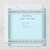Baby Shower Boy Baby Blue Gift Pearl Lace Spot Einladung (Rückseite)
