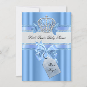 Baby Shower Boy Baby Blue Little Prince Crown Einladung