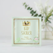 Baby Shower Boy Baby Crown Prince Mint Einladung (Stehend Vorderseite)