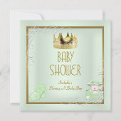 Baby Shower Boy Baby Crown Prince Mint Einladung (Vorderseite)