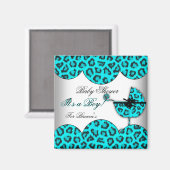 Baby Shower Boy Baby Leopard Blue Pram Magnet (Vorderseite/Rückseite)