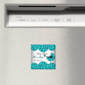 Baby Shower Boy Baby Leopard Blue Pram Magnet (In Situ (Geschirrspüler))