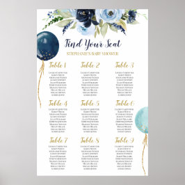 Baby Shower Boy Balloons Sitzplan Poster