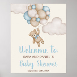 Baby Shower Boy Bear Begrüßungszeichen Poster