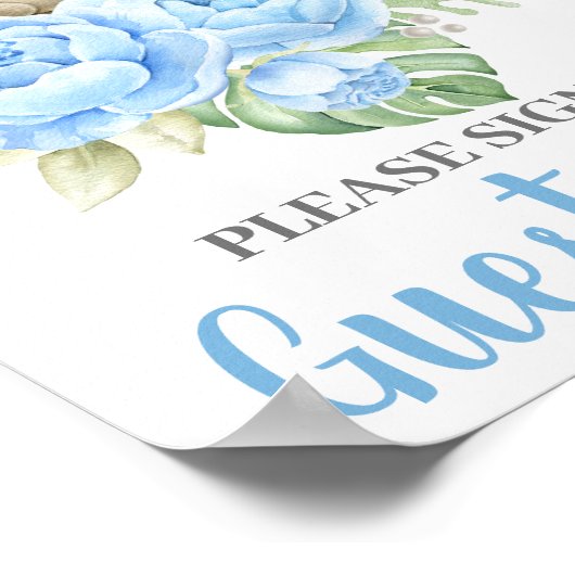 Baby Shower Boy Bear Gästebuch (Ecke)