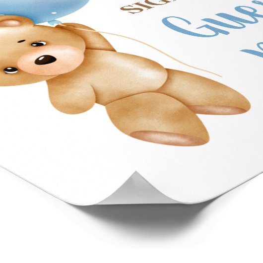 Baby Shower Boy Bear Gästebuch (Ecke)