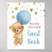 Baby Shower Boy Bear Gästebuch (Vorne)