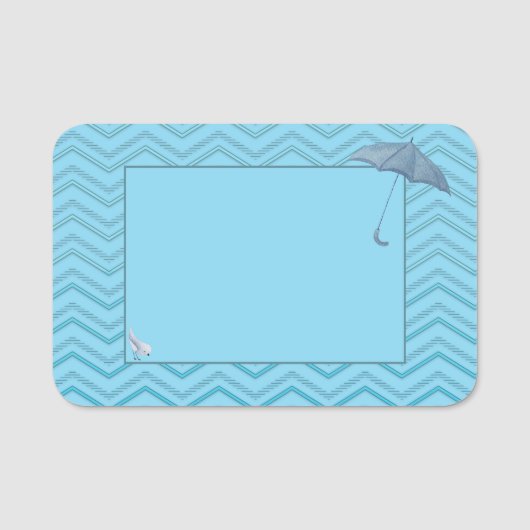 Baby Shower Boy Bird & Umbrella Namensschild (Vorderseite)