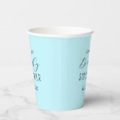 Baby Shower Boy Blue Black Calligraphy Paper Cup Pappbecher (Rechts)