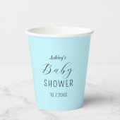 Baby Shower Boy Blue Black Calligraphy Paper Cup Pappbecher (Vorderseite)
