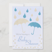 Baby Shower Boy Blue Gradient Glitzer Umbrellas Einladung (Vorderseite)