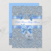 Baby Shower Boy Blue Little Prince Crown 2 Einladung (Vorne/Hinten)