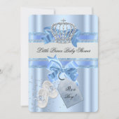 Baby Shower Boy Blue Little Prince Crown 3a Einladung (Vorderseite)