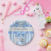 Baby Shower Boy Blue Little Prince Crown 3a Pappteller (Party)
