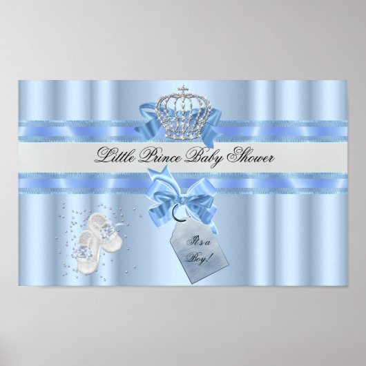 Baby Shower Boy Blue Little Prince Crown 3a Poster (Vorne)