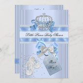 Baby Shower Boy Blue Little Prince Crown 5a Einladung (Vorne/Hinten)