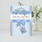 Baby Shower Boy Blue Little Prince Crown bow sml Einladung (Stehend Vorderseite)