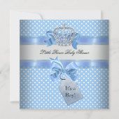 Baby Shower Boy Blue Little Prince Crown Einladung (Vorderseite)