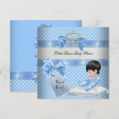 Baby Shower Boy Blue Little Prince Crown Einladung (Vorne/Hinten)