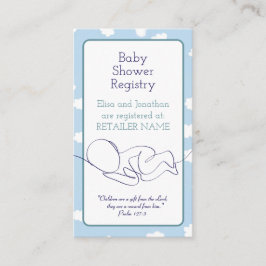 Baby Shower Boy Blue Sky Wolken und Bible Verse Begleitkarte