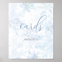 Baby Shower Boy Blue Snowflake Cards and Gifts Poster