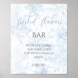 Baby Shower Boy Blue Snowflake Mom-osa Bar Poster