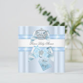 Baby Shower Boy Blue White Prince Crown 3 Einladung (Stehend Vorderseite)