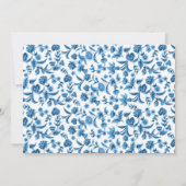 Baby Shower Boy Chintz Blue Foto Floral Ditsy Einladung (Rückseite)