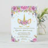 Baby Shower Boy Einladung, Blume, blau Einladung (Stehend Vorderseite)