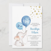 Baby Shower Boy Elephant Einladung (Vorderseite)