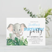 Baby Shower Boy Elephant Einladung (Stehend Vorderseite)