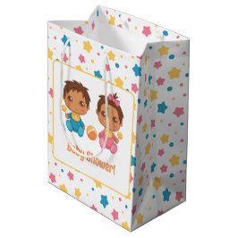 Baby Shower Boy Girl Twins Stars Dark Mittlere Geschenktüte