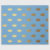 Baby Shower Boy Golden Crown Blue Vip Geschenkpapier (Flach)