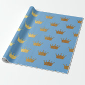 Baby Shower Boy Golden Crown Blue Vip Geschenkpapier (Ungerollt)