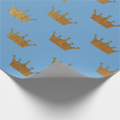 Baby Shower Boy Golden Crown Blue Vip Geschenkpapier (Ecke)