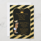 Baby Shower BOY, goldene Streifen, schwarzes Gold Einladung (Vorderseite)