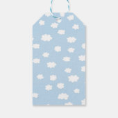 Baby Shower Boy Line Art Blue Sky und Wolken Geschenkanhänger (Rückseite)