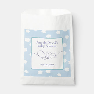 Baby Shower Boy Line Art Blue Sky und Wolken Geschenktütchen