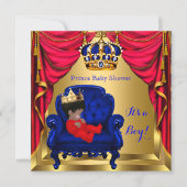Baby Shower Boy Little Prince Blue Red Gold Ethnic Einladung (Vorderseite)