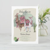 Baby Shower Boy | Llamas & Cactus | Aufforderungen Einladung (Stehend Vorderseite)