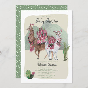 Baby Shower Boy   Llamas & Cactus   Aufforderungen Einladung